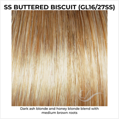 SS Buttered Biscuit (GL16/27SS)-Dark ash blonde and honey blonde blend with medium brown roots