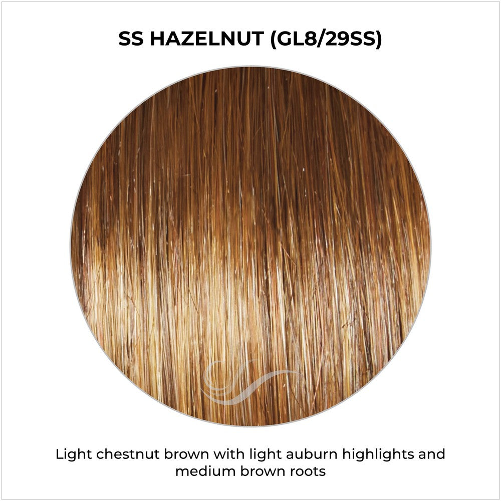 SS Hazelnut (GL8/29SS)-Light chestnut brown with light auburn highlights and medium brown roots