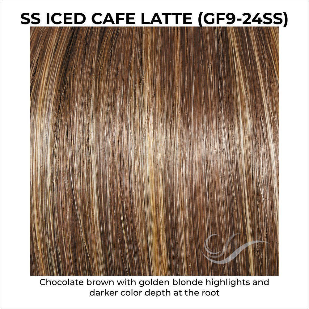 SS Iced Cafe Latte (GF9-24SS)-Chocolate brown with golden blonde highlights and darker color depth at the root