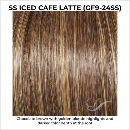 SS Iced Cafe Latte (GF9-24SS)-Chocolate brown with golden blonde highlights and darker color depth at the root