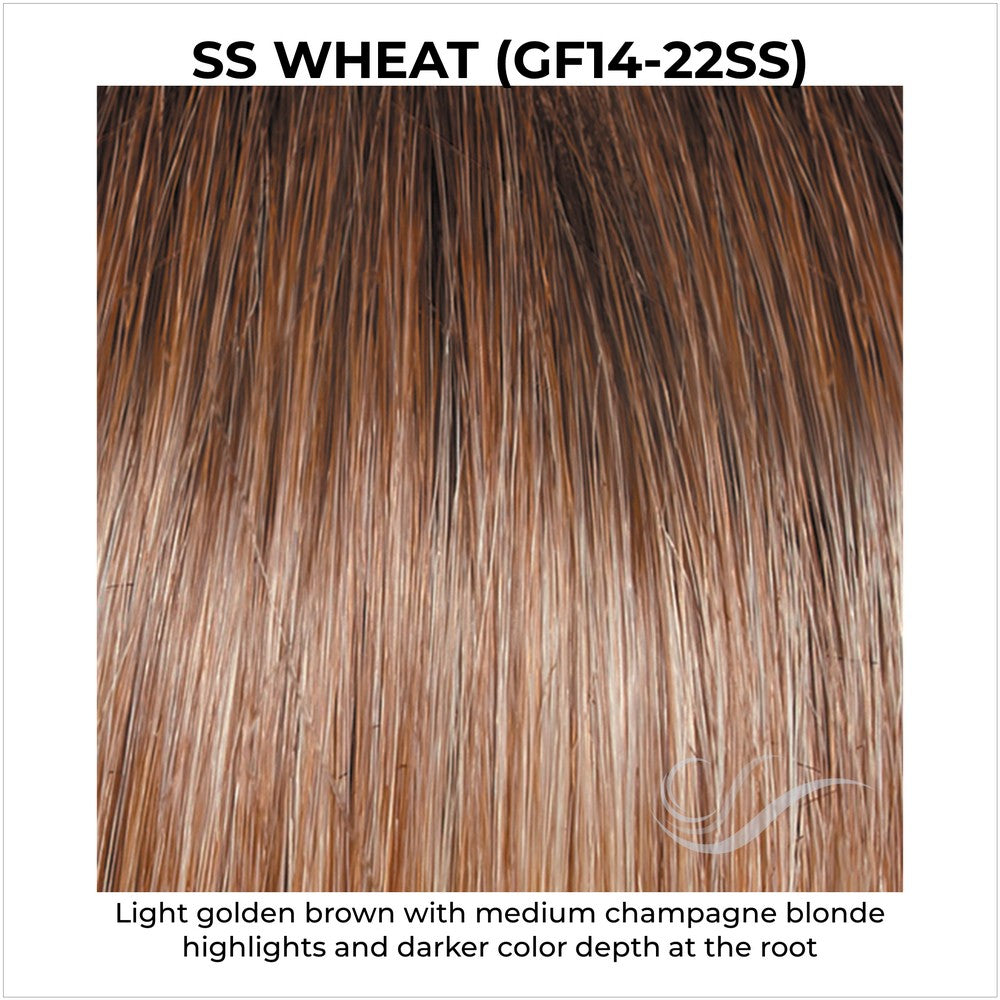 SS Wheat (GF14-22SS)-Light golden brown with medium champagne blonde highlights and darker color depth at the root