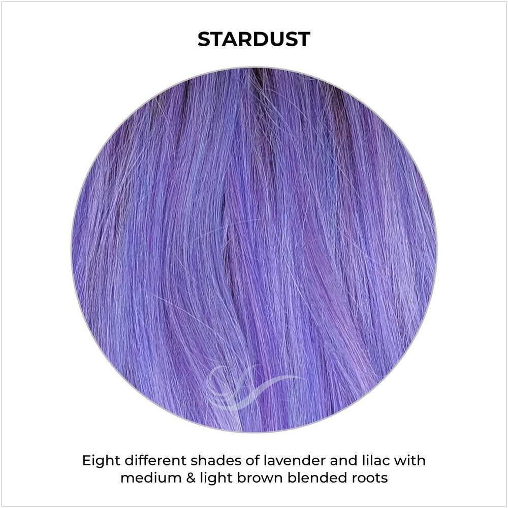 Stardust-Eight different shades of lavender and lilac with medium & light brown blended roots