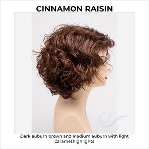 Suzi by Envy in Cinnamon Raisin-Dark auburn brown and medium auburn with light caramel highlights