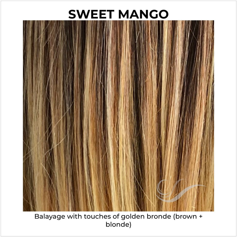 Sweet Mango-Balayage with touches of golden bronde (brown + blonde)