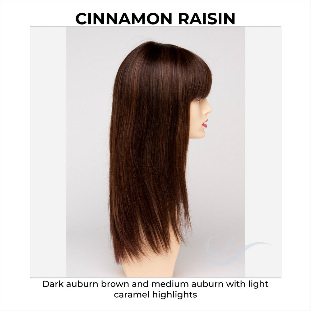 Taryn by Envy in Cinnamon Raisin-Dark auburn brown and medium auburn with light caramel highlights