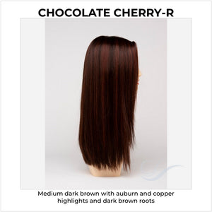 Veronica By Envy in Chocolate Cherry-R-Medium dark brown with auburn and copper highlights and dark brown roots