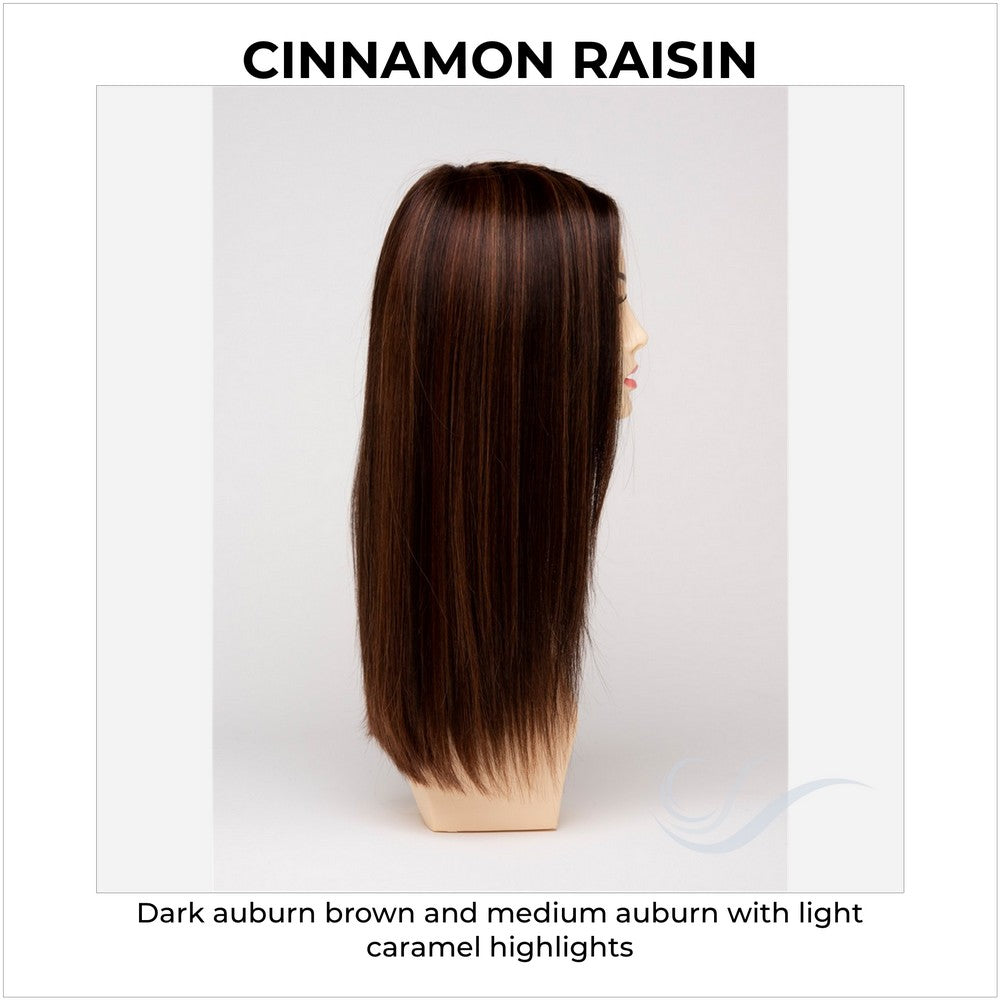 Veronica By Envy in Cinnamon Raisin-Dark auburn brown and medium auburn with light caramel highlights