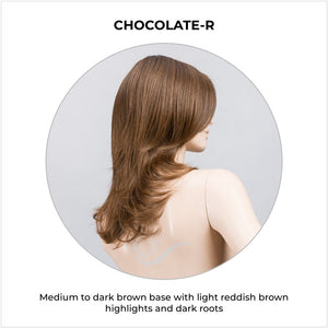 Voice wig by Ellen Wille in Chocolate-R-Medium to dark brown base with light reddish brown highlights and dark roots