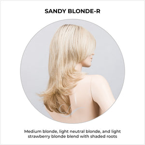 Voice wig by Ellen Wille in Sandy Blonde-R-Medium blonde, light neutral blonde, and light strawberry blonde blend with shaded roots