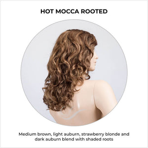 Wanted in Hot Mocca Rooted-Medium brown, light auburn, strawberry blonde and dark auburn blend with shaded roots
