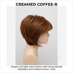 Load image into Gallery viewer, Whitney By Envy in Creamed Coffee-R-Copper and light warm brown with honey blonde highlights and medium brown roots

