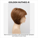 Load image into Gallery viewer, Whitney By Envy in Golden Nutmeg-R-Warm brown and auburn with honey blonde highlights and medium brown roots
