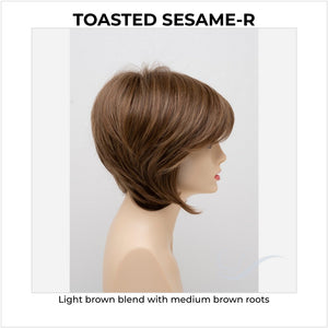 Whitney By Envy in Toasted Sesame-R-Light brown blend with medium brown roots
