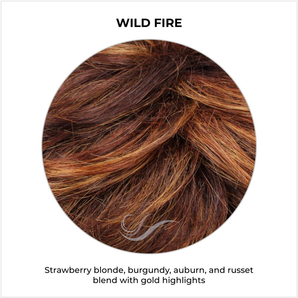Wild Fire-Strawberry blonde, burgundy, auburn, and russet blend with gold highlights