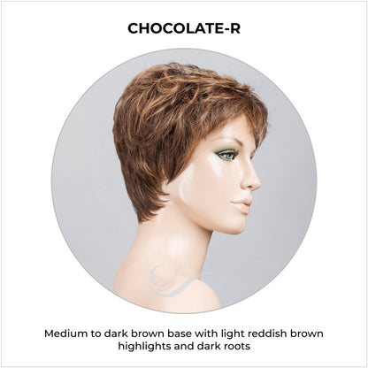 Yoko wig by Ellen Wille in Chocolate-R-Medium to dark brown base with light reddish brown highlights and dark roots