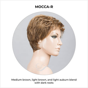 Yoko wig by Ellen Wille in Mocca-R-Medium brown, light brown, and light auburn blend with dark roots