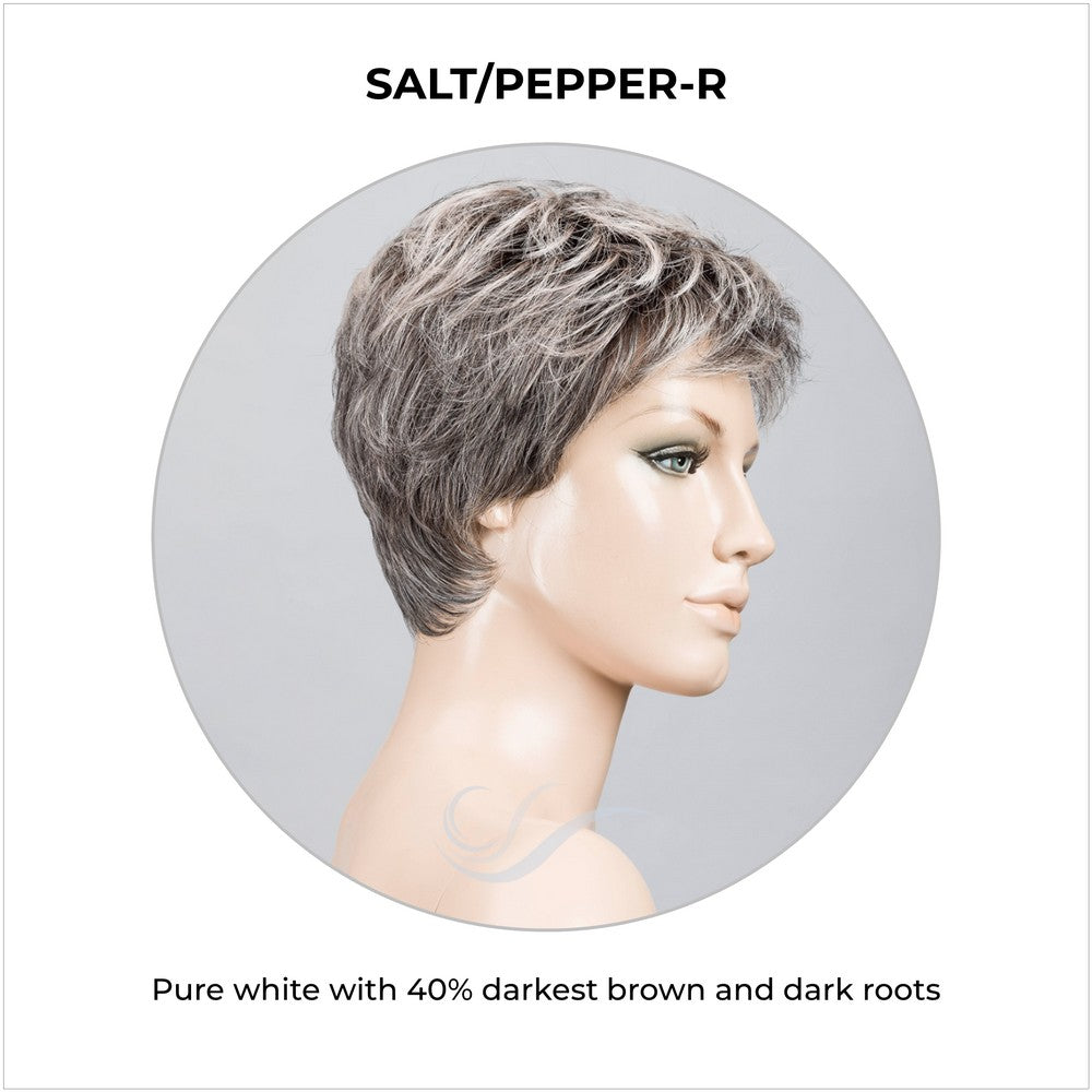 Yoko wig by Ellen Wille in Salt/Pepper-R-Pure white with 40% darkest brown and dark roots