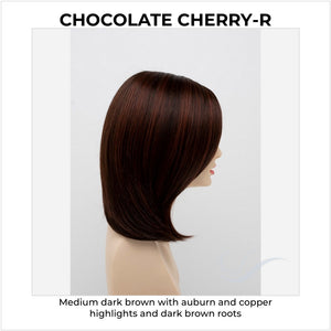 Zoey By Envy in Chocolate Cherry-R-Medium dark brown with auburn and copper highlights and dark brown roots